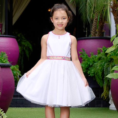 Robe demoiselle d'honneur   liberty  et   hepburn Blanc rose 3 - vertbaudet enfant 