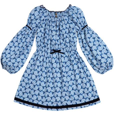 Robe  fleurie   à manches longues et col smocks  chimene Beige marron+Bleu lilas+Bleu roi+Orange vert 13 - vertbaudet enfant 