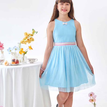 Robe demoiselle d'honneur  en voile    hepburn Bleu ciel 1 - vertbaudet enfant 