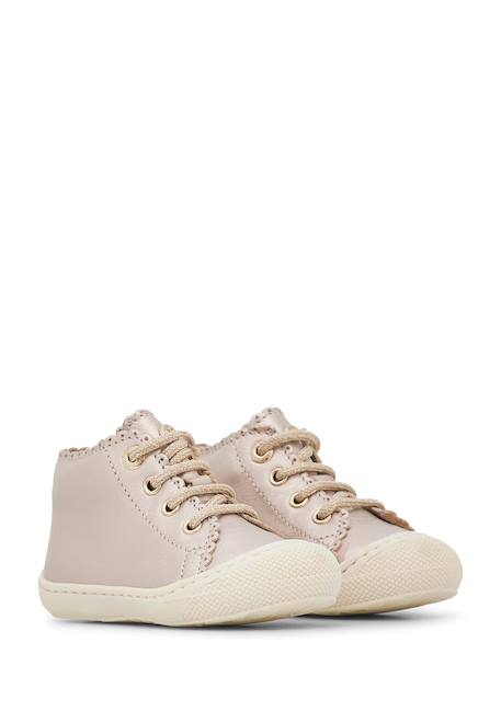Chaussures premiers pas en cuir lamé cottins Rose poudré- 2 - vertbaudet enfant 