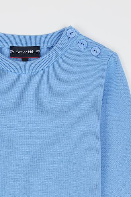 Pull marin uni en coton enfant Bleu lobelia 3 - vertbaudet enfant 