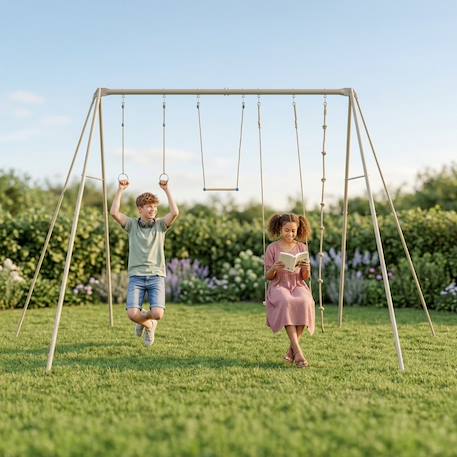 Portique  pour les adolescents en métal 3,50 m - baxter 2 - 4 personnes Sable 1 - vertbaudet enfant 