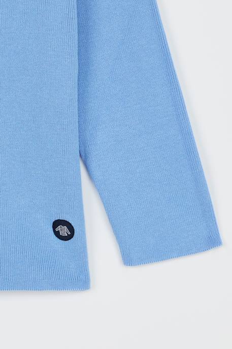 Pull marin uni en coton enfant Bleu lobelia 4 - vertbaudet enfant 