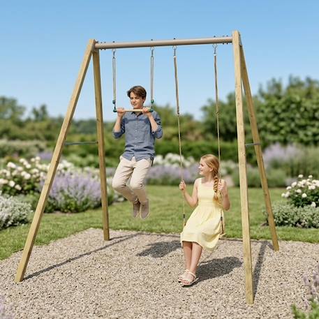 Balançoire en poutre métal 3 m ado walter 2 - 2 personnes Bois 1 - vertbaudet enfant 