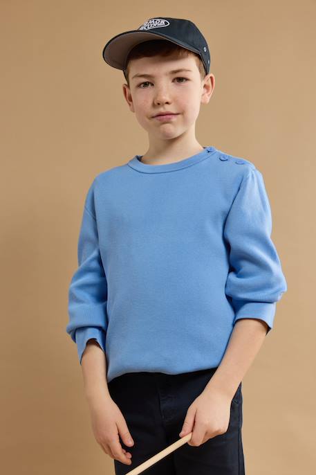 Fille-Pull marin uni en coton enfant