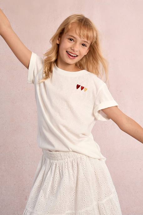 T-shirt imprimé multi-cœurs Offwhite 1 - vertbaudet enfant 