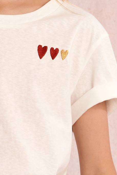 T-shirt imprimé multi-cœurs Offwhite 2 - vertbaudet enfant 