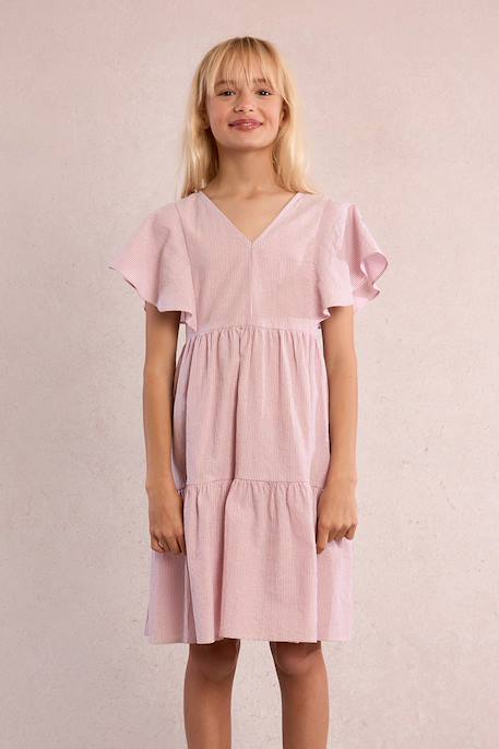 Robe babydoll rayée Light blue+Old pink 10 - vertbaudet enfant 