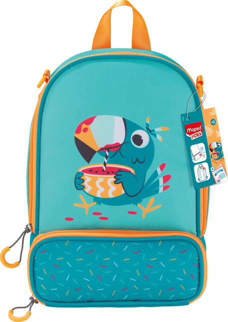 Sac à déjeuner isotherme pour enfant Jungle fever+Lapin - violet rose+Raton laveur - bleu vert+Toucan - turquoise orange 18 - vertbaudet enfant 