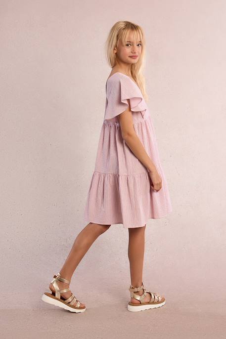 Robe babydoll rayée Light blue+Old pink 6 - vertbaudet enfant 
