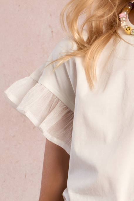 T-shirt manches à volants Offwhite 2 - vertbaudet enfant 