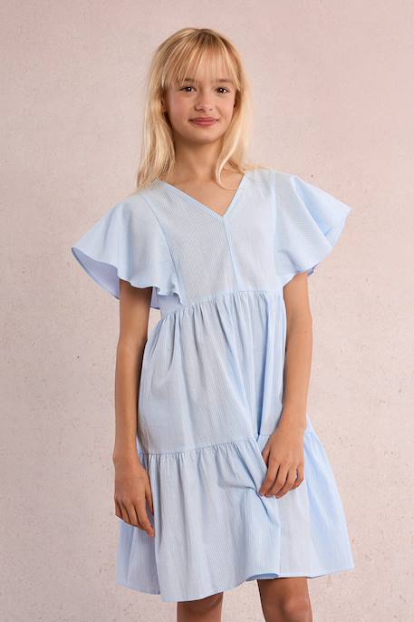 Robe babydoll rayée Light blue+Old pink 4 - vertbaudet enfant 