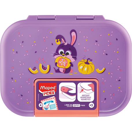 Boîte repas pour enfant Jungle fever+Lapin - violet rose+Raton laveur - bleu vert+Toucan - turquoise orange 10 - vertbaudet enfant 