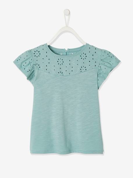 Fille-T-shirt, sous-pull-T-shirt-T-shirt fille avec détails broderie anglaise