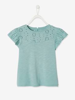-T-shirt fille détails en broderie anglaise