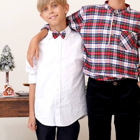 Chemise   à manches longues  voltaire Rouge tartan 1 - vertbaudet enfant 