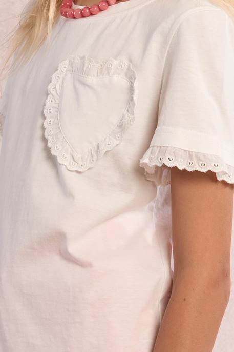 T-shirt cœur Offwhite 2 - vertbaudet enfant 