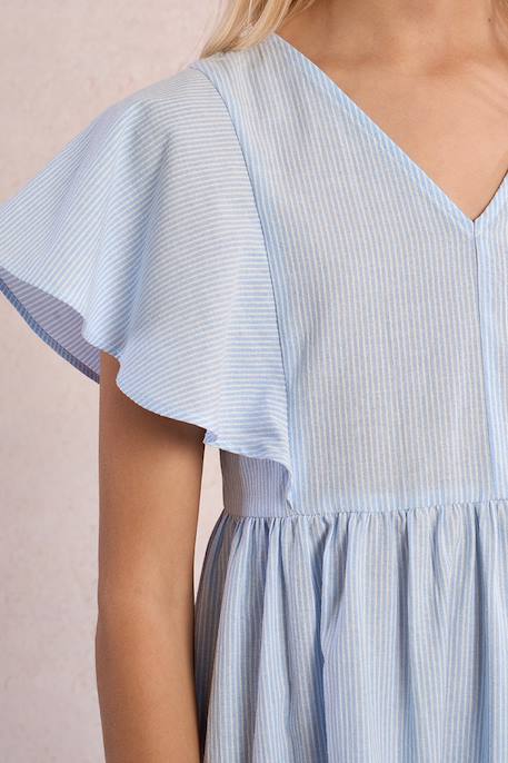 Robe babydoll rayée Light blue+Old pink 5 - vertbaudet enfant 