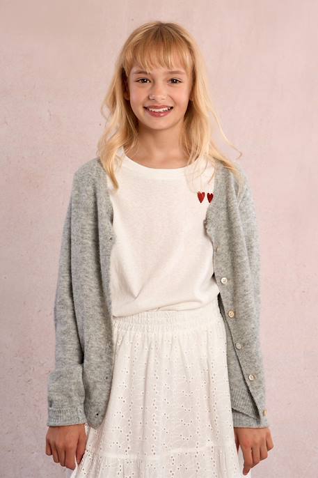 T-shirt imprimé multi-cœurs Offwhite 3 - vertbaudet enfant 