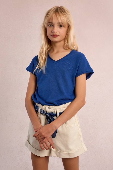T-shirt col v Blue denim 2 - vertbaudet enfant 