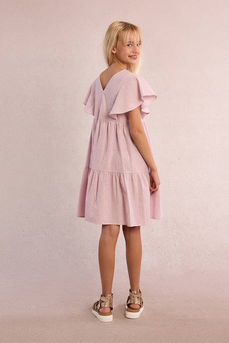 Robe babydoll rayée Light blue+Old pink 9 - vertbaudet enfant 