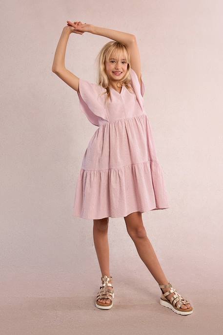 Robe babydoll rayée Light blue+Old pink 8 - vertbaudet enfant 