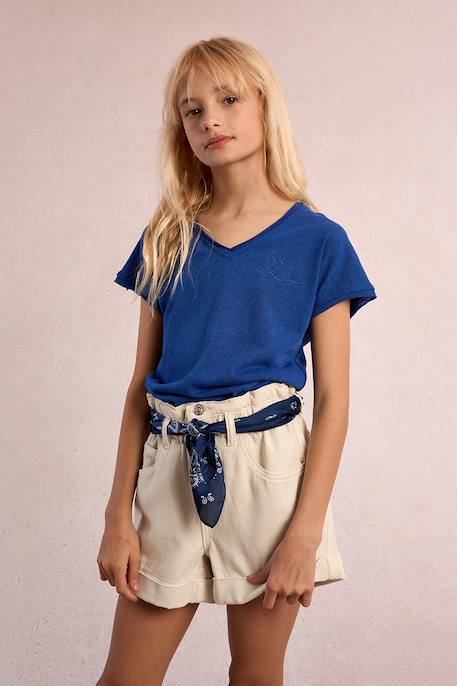 T-shirt col v Blue denim 4 - vertbaudet enfant 