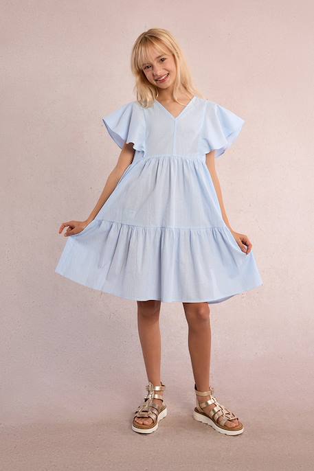Robe babydoll rayée Light blue+Old pink 2 - vertbaudet enfant 