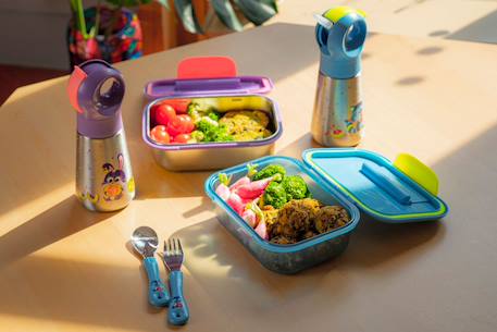 Boîte repas inox pour enfant Lapin - violet rose+Raton laveur - bleu vert 8 - vertbaudet enfant 