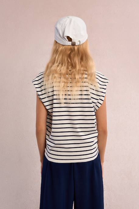 T-shirt rayé, à nouer White/navy blue 5 - vertbaudet enfant 