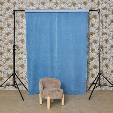 Fauteuil vintage enfant bois d'hévéa et tissu chenille - louisa Taupe 3 - vertbaudet enfant 