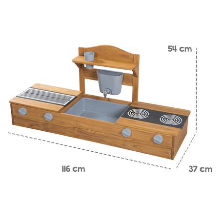 Bac à sable et cuisine 2 en 1 pour balcon - certifié fsc® - bois massif lasuré gris Gris clair+Marron 11 - vertbaudet enfant 