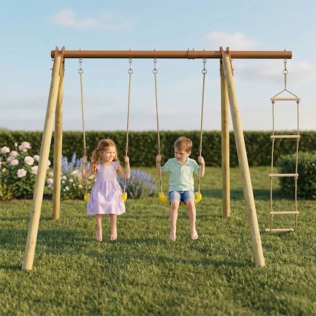 Portique poutre métal 1,90 m techwood premium piki pour enfants Bois 1 - vertbaudet enfant 