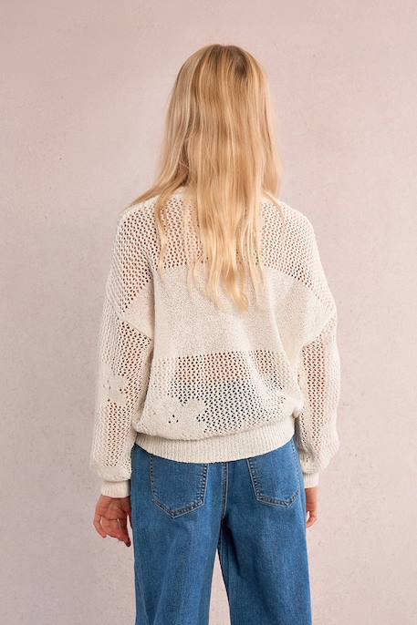 Pull en maille, motif fleur Blanc 4 - vertbaudet enfant 