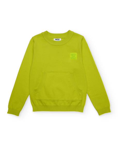 Pull garçon en maille avec poche kangourou Vert 3 - vertbaudet enfant 