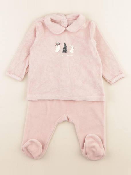 Pyjama velours - 6 mois Rose 1 - vertbaudet enfant 