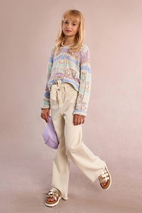 Pull tie-dye ajouré Mauve 5 - vertbaudet enfant 