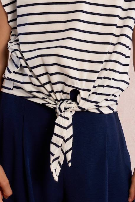 T-shirt rayé, à nouer White/navy blue 2 - vertbaudet enfant 