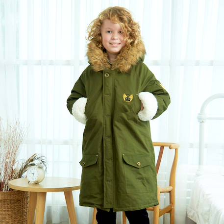 Parka tendance  enfant   et   rock & peace Kaki+Vert kaki 2 - vertbaudet enfant 