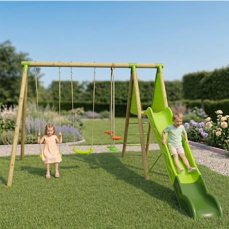 Portique balançoire en bois 2,30m palmi Bois 1 - vertbaudet enfant 
