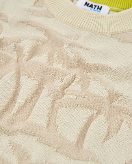 Pull garçon en maille avec motif de palmiers Beige 4 - vertbaudet enfant 