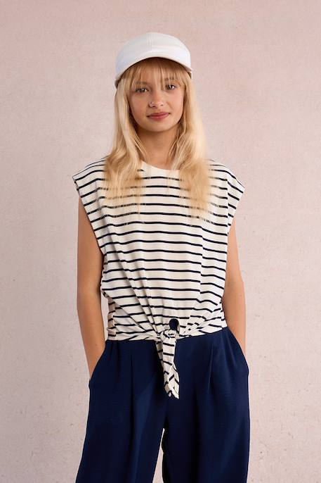 Fille-T-shirt rayé, à nouer