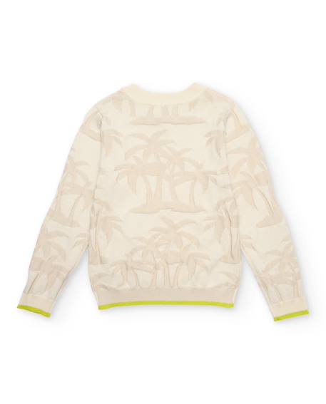 Pull garçon en maille avec motif de palmiers Beige 3 - vertbaudet enfant 