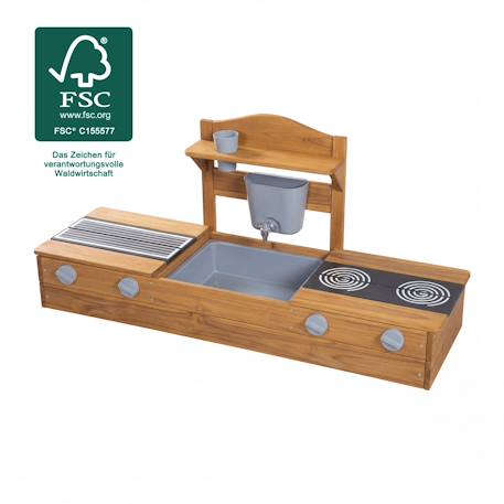 Bac à sable et cuisine 2 en 1 pour balcon - certifié fsc® - bois massif lasuré gris Gris clair+Marron 10 - vertbaudet enfant 