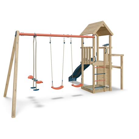 Aire de jeux avec toboggan xchange clever avec poutre métal 3 agrès pour enfants Bois 6 - vertbaudet enfant 