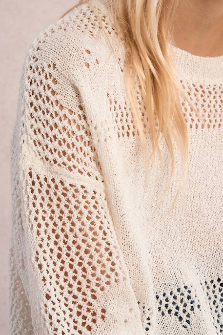 Pull en maille, motif fleur Blanc 2 - vertbaudet enfant 