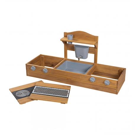 Bac à sable et cuisine 2 en 1 pour balcon - certifié fsc® - bois massif lasuré gris Gris clair+Marron 9 - vertbaudet enfant 