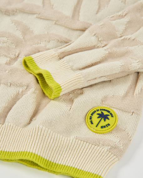 Pull garçon en maille avec motif de palmiers Beige 5 - vertbaudet enfant 