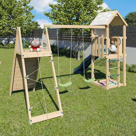 Aire de jeux avec toboggan olympia xplorer 2 pour 9 enfants Bois 4 - vertbaudet enfant 