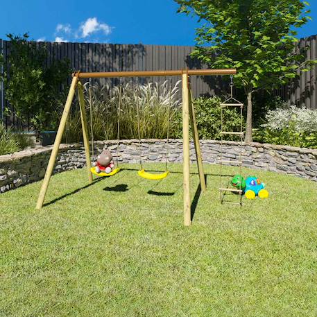 Portique poutre métal 1,90 m techwood premium piki pour enfants Bois 3 - vertbaudet enfant 